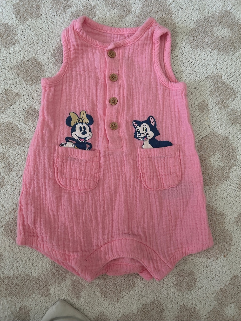 Disney baby Pink Minnie Mouse & Figaro Sleeveless One-Piece